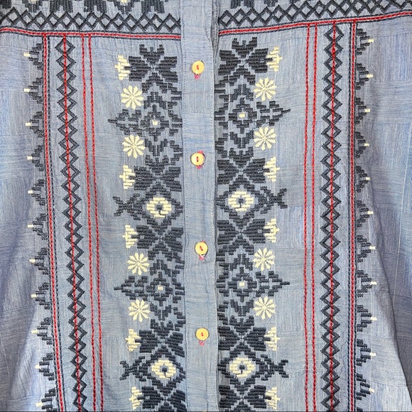 Johnny Was 3J Workshop Women's Floral High-Low Hem Button Down Long Sleeve Shirt - Picture 5 of 15